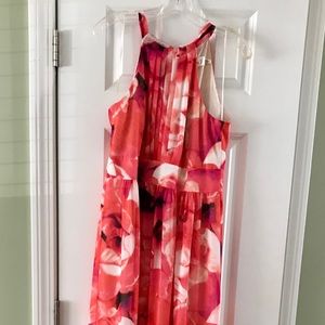 Eliza J Flora Print Halter Maxi Dress sz8
